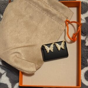 Gold Butterfly Earrings 1 Ctw Of Moissainite